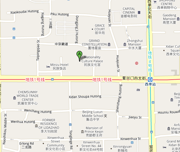 Map of Beijing Nationality Culture Palace Theatre
