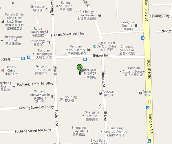 Map of Beijing Tianqiao Theatre