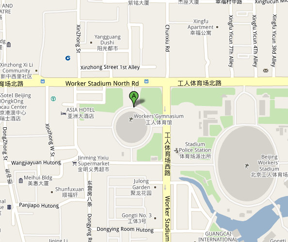 Map of Beijing Workers Gymnasium