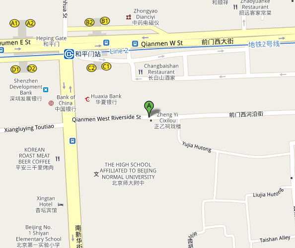 Map of Beijing Zhengyici Theatre